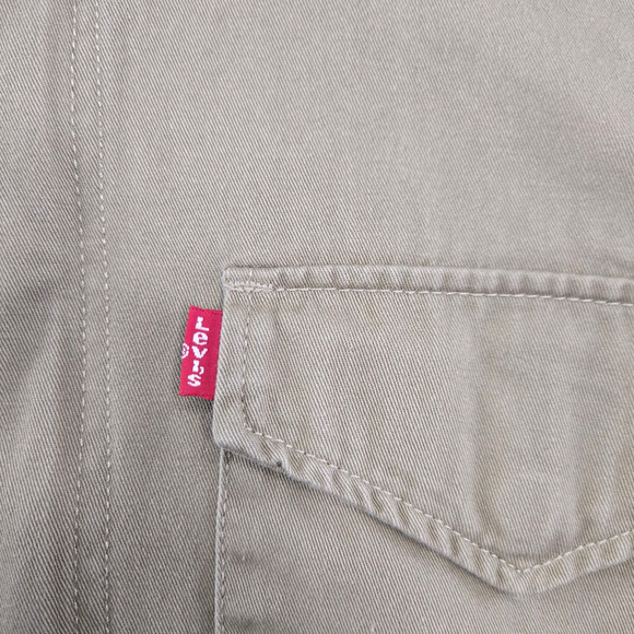 Levi’s Khaki Cotton Utility Field Jacket Hidden Hood Safari Style Size Medium - Picture 5 of 14